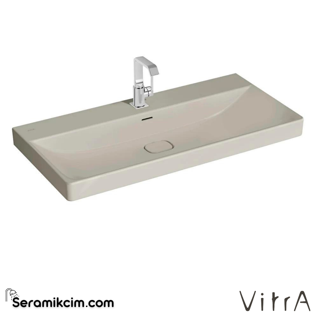 VitrA Metropole Lavabo 100x47 cm Tek Armatür Delikli, Su Taşma Delikli, Taupe - 7529B020-0001