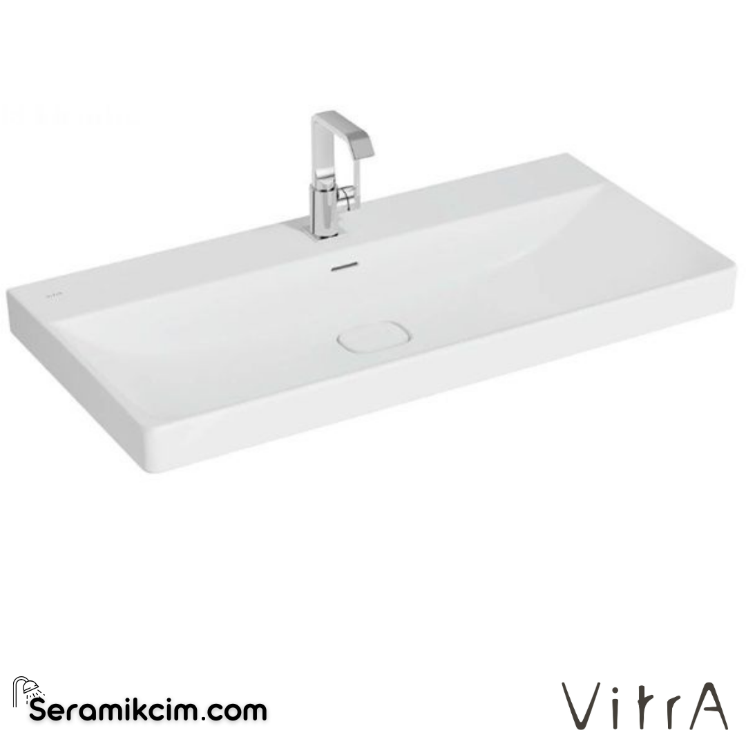 VitrA Metropole Lavabo 100x47 cm Tek Armatür Delikli, Su Taşma Delikli, Mat Beyaz - 7529B001-0001