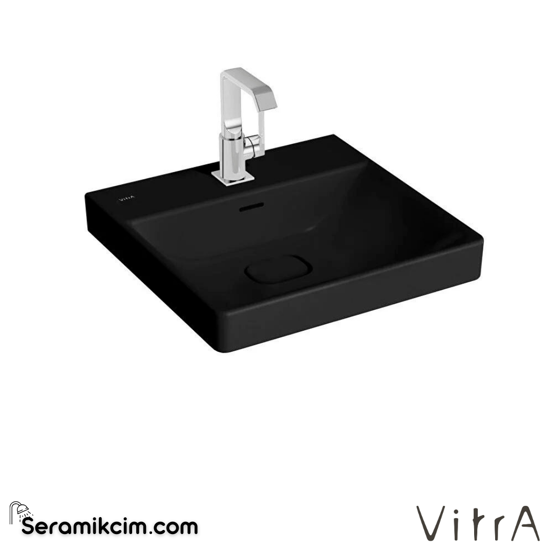 VitrA Metropole Lavabo 50x47 cm Tek Armatür Delikli, Su Taşma Delikli, Mat Siyah - 7525B083-0001
