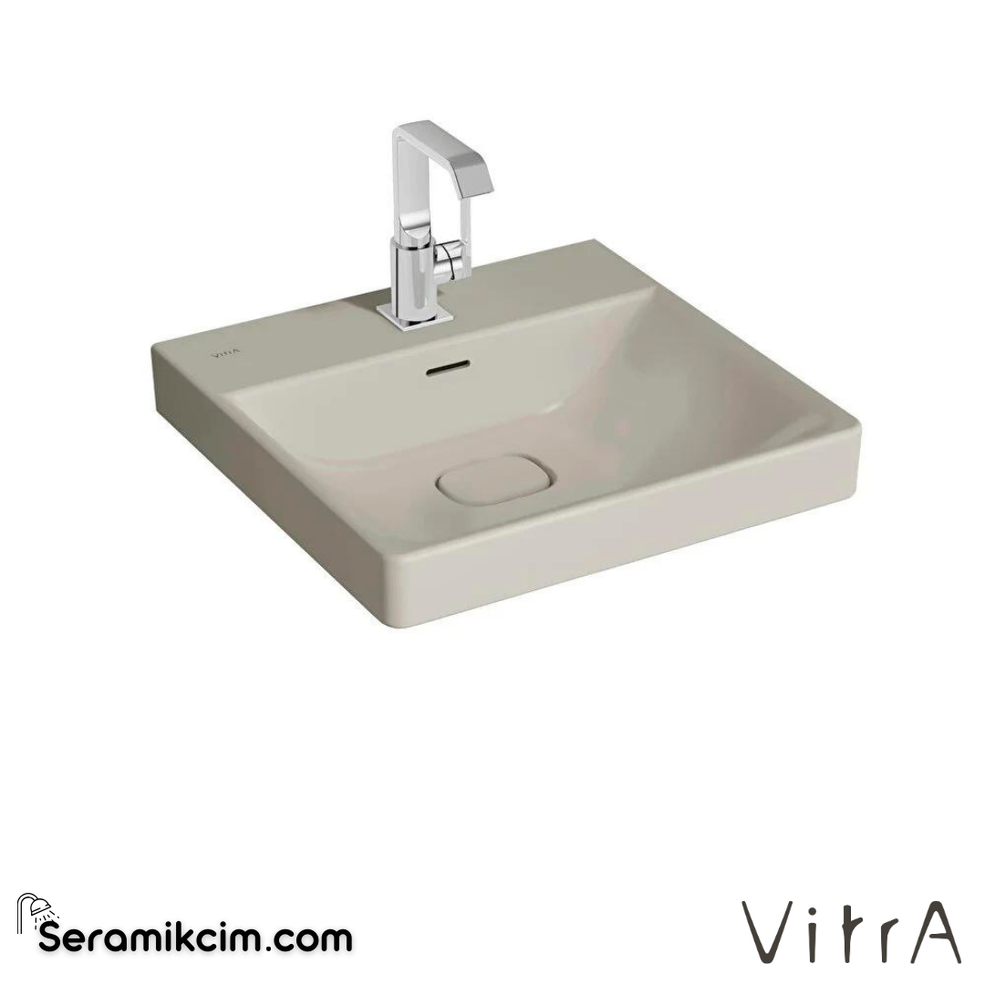VitrA Metropole Lavabo 50x47 cm Tek Armatür Delikli, Su Taşma Delikli, Taupe - 7525B020-0001