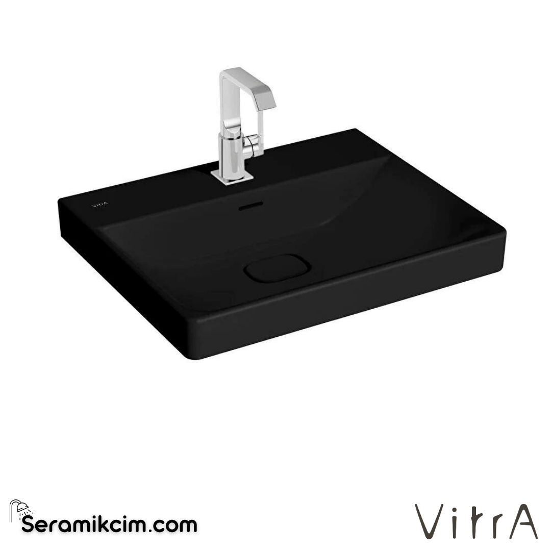 VitrA Metropole Lavabo 60x47 cm Tek Armatür Delikli, Su Taşma Delikli, Mat Siyah - 7526B083-0001