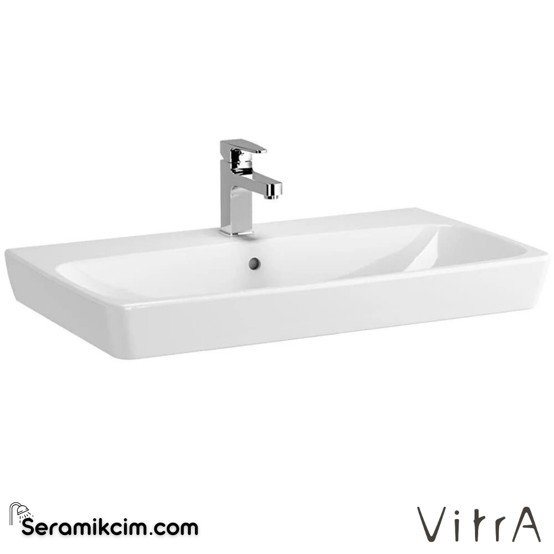 VitrA Metropole Lavabo 80x46 cm Tek Armatür Delikli, Su Taşma Delikli, Beyaz - 5663B003-0001