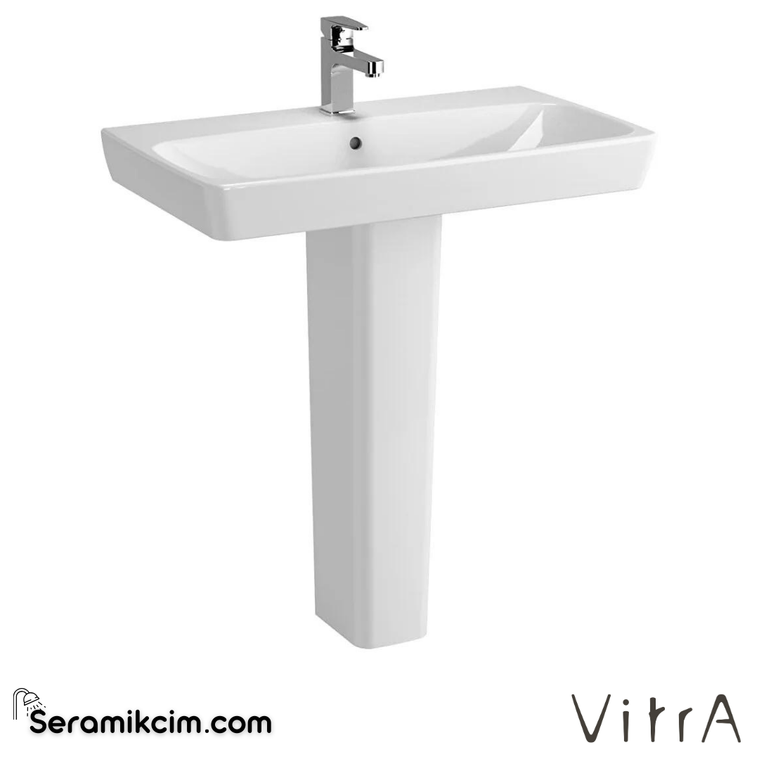 VitrA Metropole Lavabo 80x46 cm Tek Armatür Delikli, Su Taşma Delikli, Beyaz - 5663B003-0001