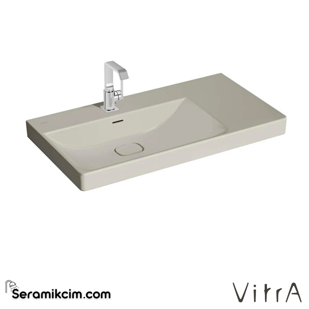 VitrA Metropole Lavabo 90x47 cm Tek Armatür Delikli, Su Taşma Delikli, Taupe - 7528B020-0001