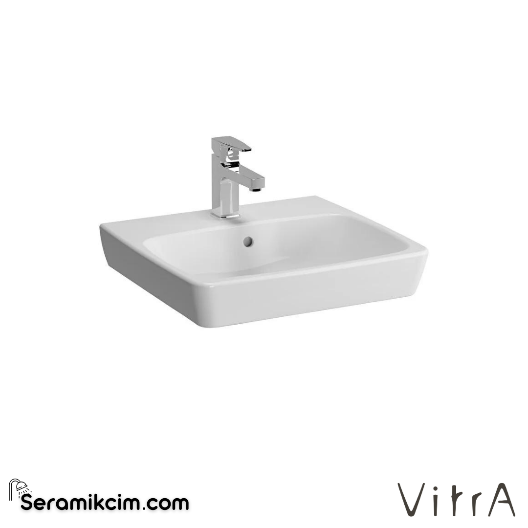 VitrA Metropole Lavabo Kompakt, 50x46 cm Tek Armatür Delikli, Su Taşma Delikli, Beyaz - 5661B003-0001