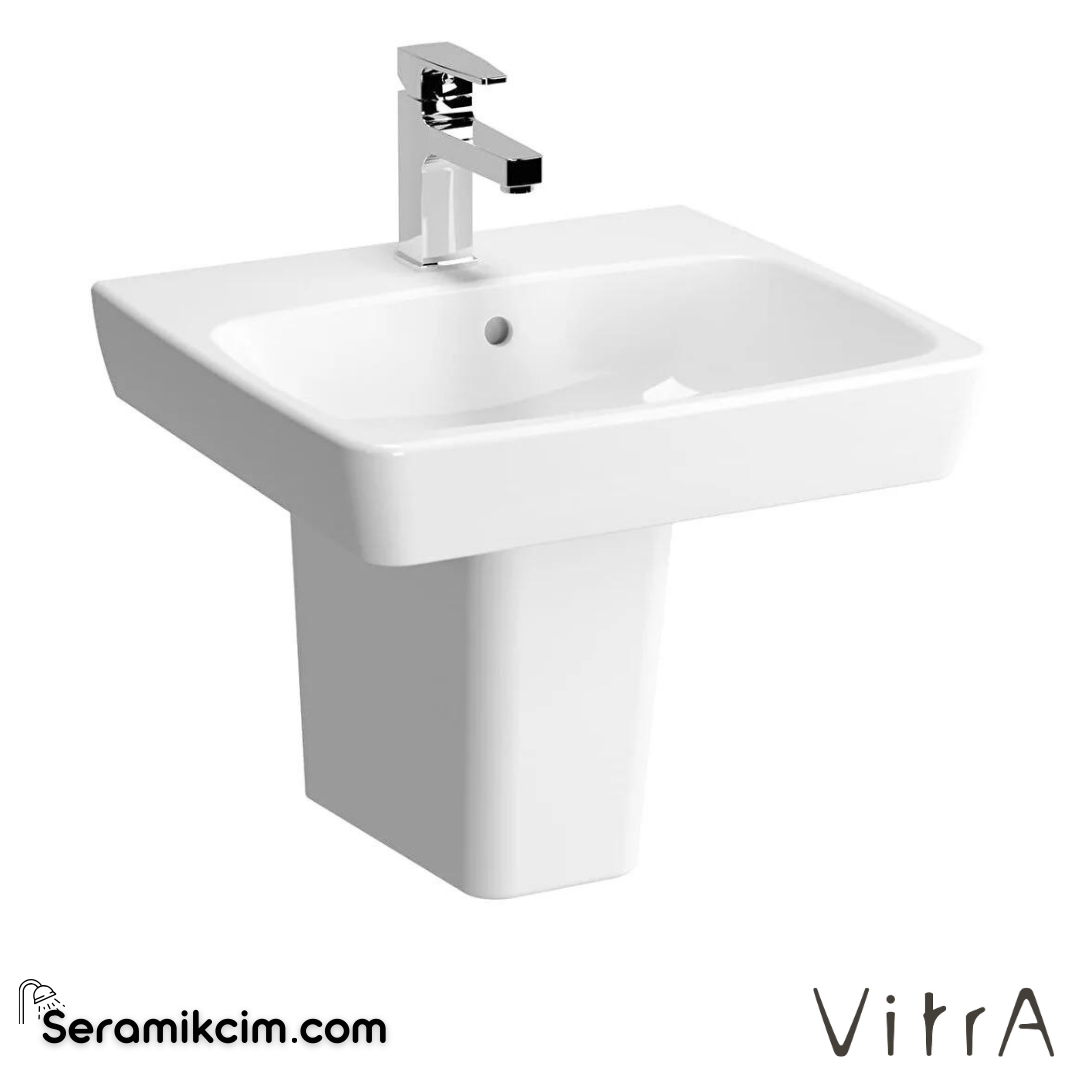 VitrA Metropole Lavabo Kompakt, 50x46 cm Tek Armatür Delikli, Su Taşma Delikli, Beyaz - 5661B003-0001