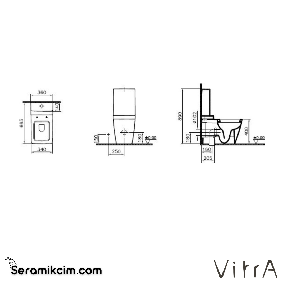 VitrA Metropole Rezervuar  Üstten Kumandalı, Beyaz - 4471B003-5294