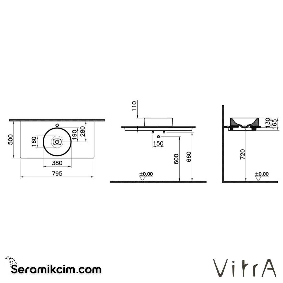 VitrA Metropole Tezgah  Mat Siyah - 7546B083-1826