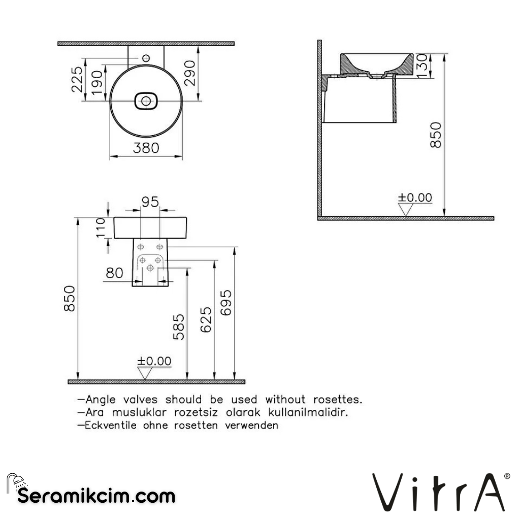 VitrA Metropole Yarım Ayak  Beyaz - 7543B003-1890