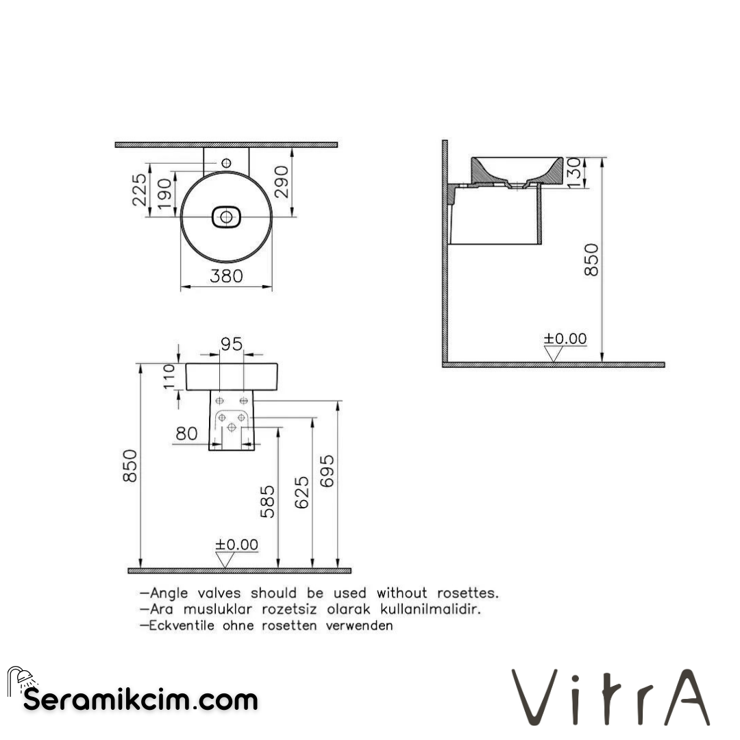 VitrA Metropole Yarım Ayak  Mat Siyah - 7543B083-1890