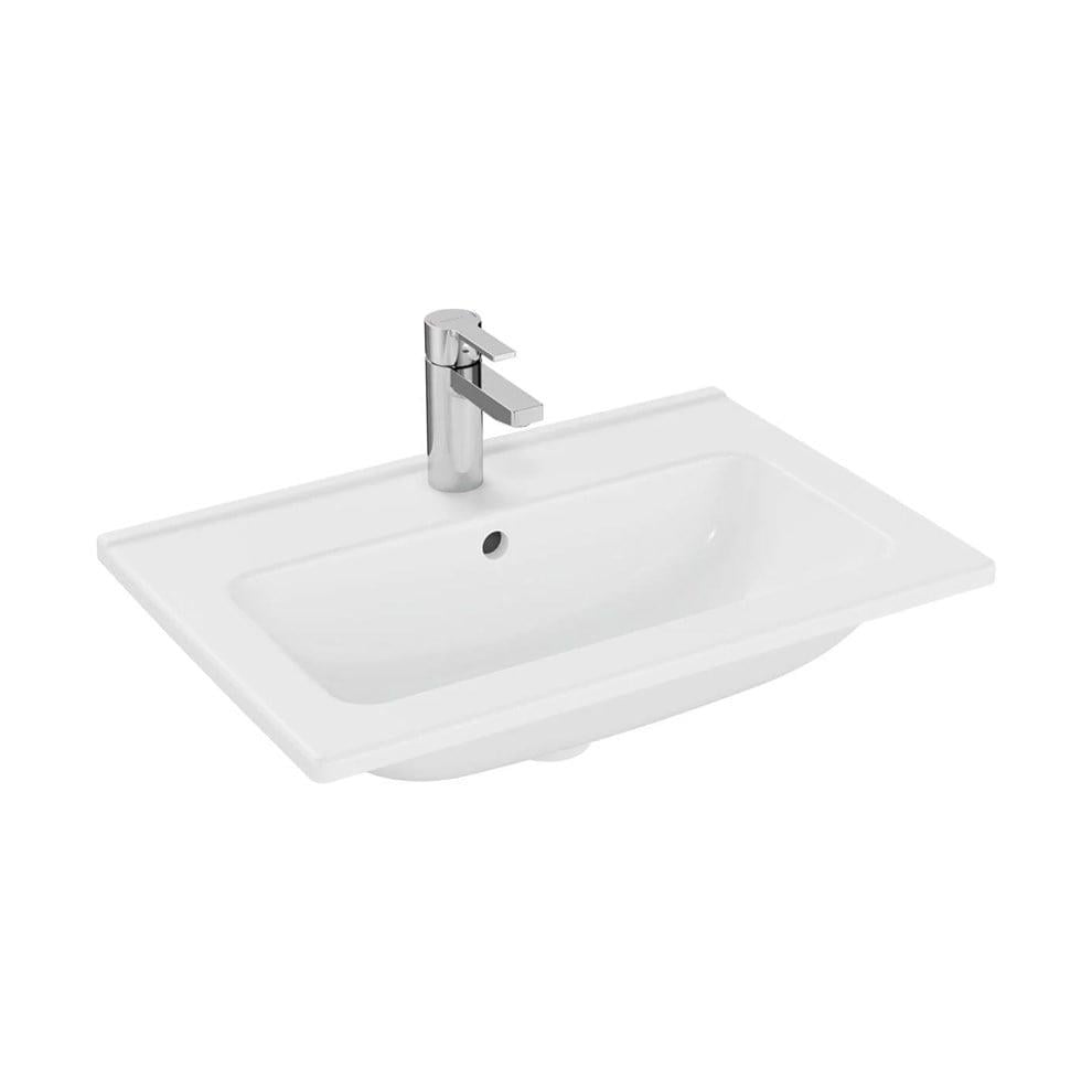 VitrA Mia Etajerli Lavabo 60x40 cm Tek Armatür Delikli, Su Taşma Delikli, Beyaz - 7461L003-0002