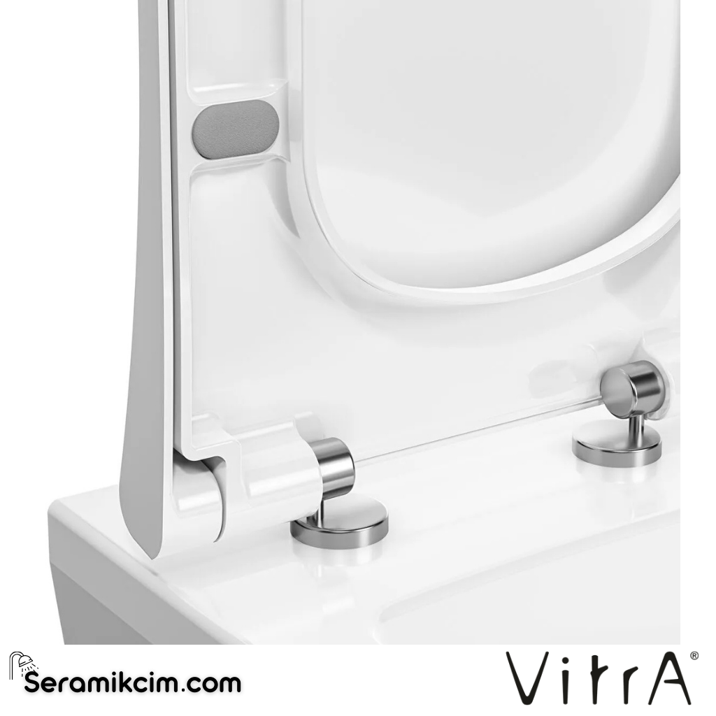 VitrA Nest Klozet Kapağı Duroplast, Üstten Sıkmalı Yavaş Kapanır, Kolay Sök-Tak, Metal Menteşeli, Beyaz 89-003R009 - 89-003R009
