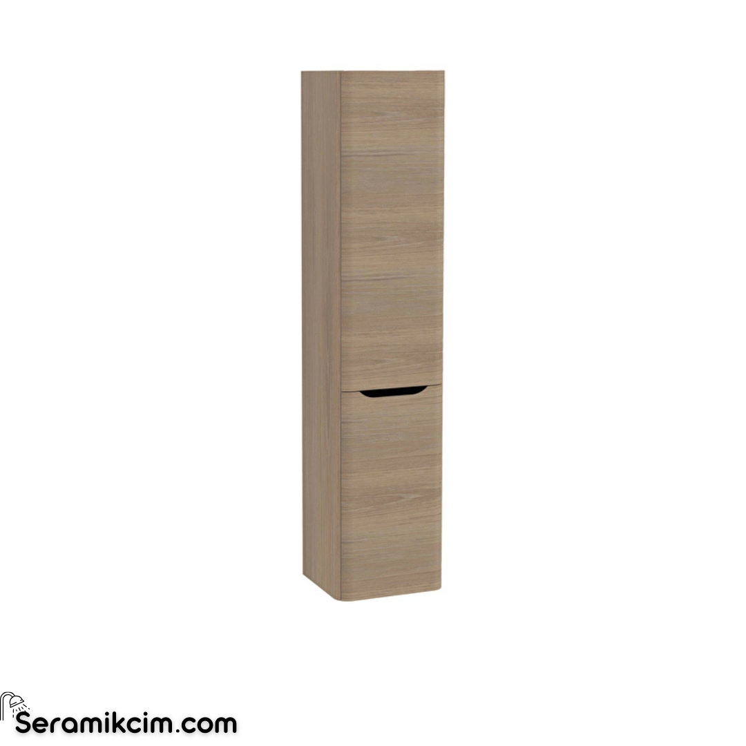 Vitra New Integra Round Boy Dolabı 40 Cm İki Kapaklı Çamaşır Sepetli Altın Meşe Sağ 80012