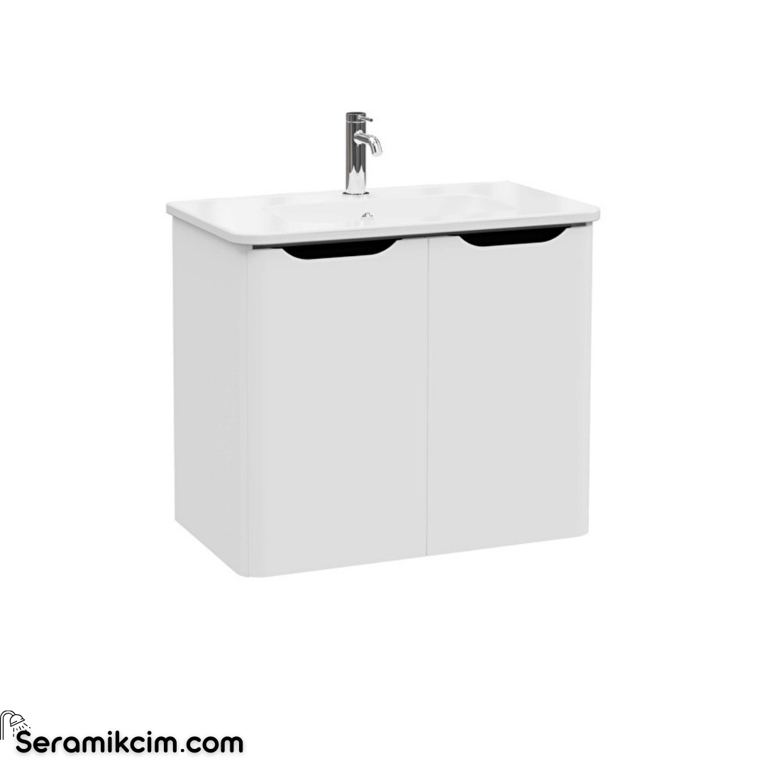 Vitra New Integra Round Lavabo Dolabı 80 Cm İki Kapaklı Mat Açık Gri 69858