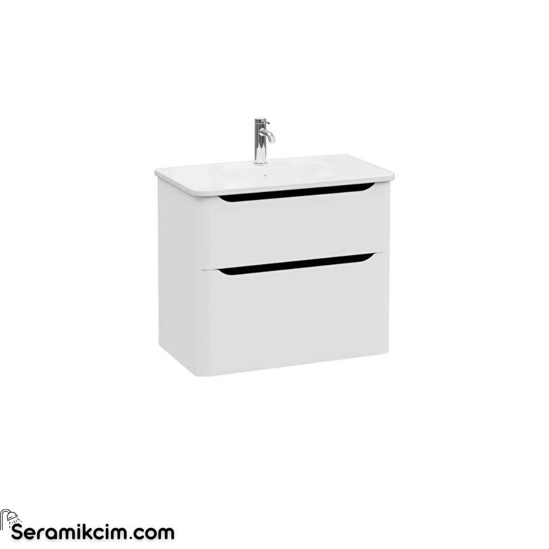 Vitra New Integra Round Lavabo Dolabı 80 Cm İki Çekmeceli Mat Açık Gri 69984
