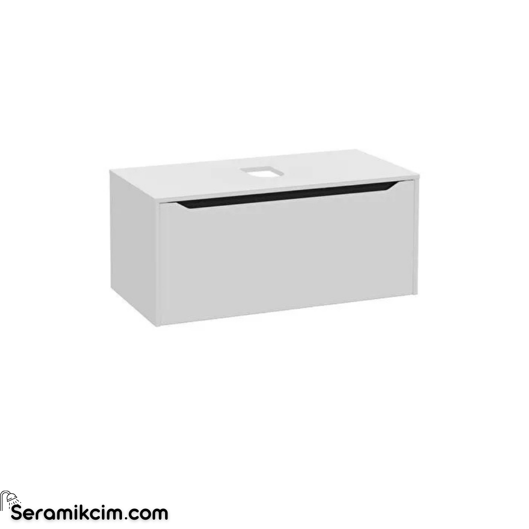 Vitra New Integra Square Lavabo Dolabı 100 Cm Bir Çekmeceli Çanak Lavabo Uyumlu Mat Açık Gri Lavabosuz 80288