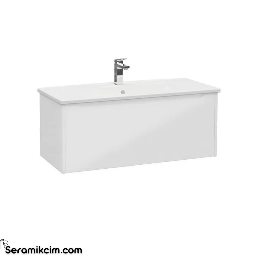 Vitra New Integra Square Lavabo Dolabı 100 Cm Bir Çekmeceli Parlak Beyaz 80147
