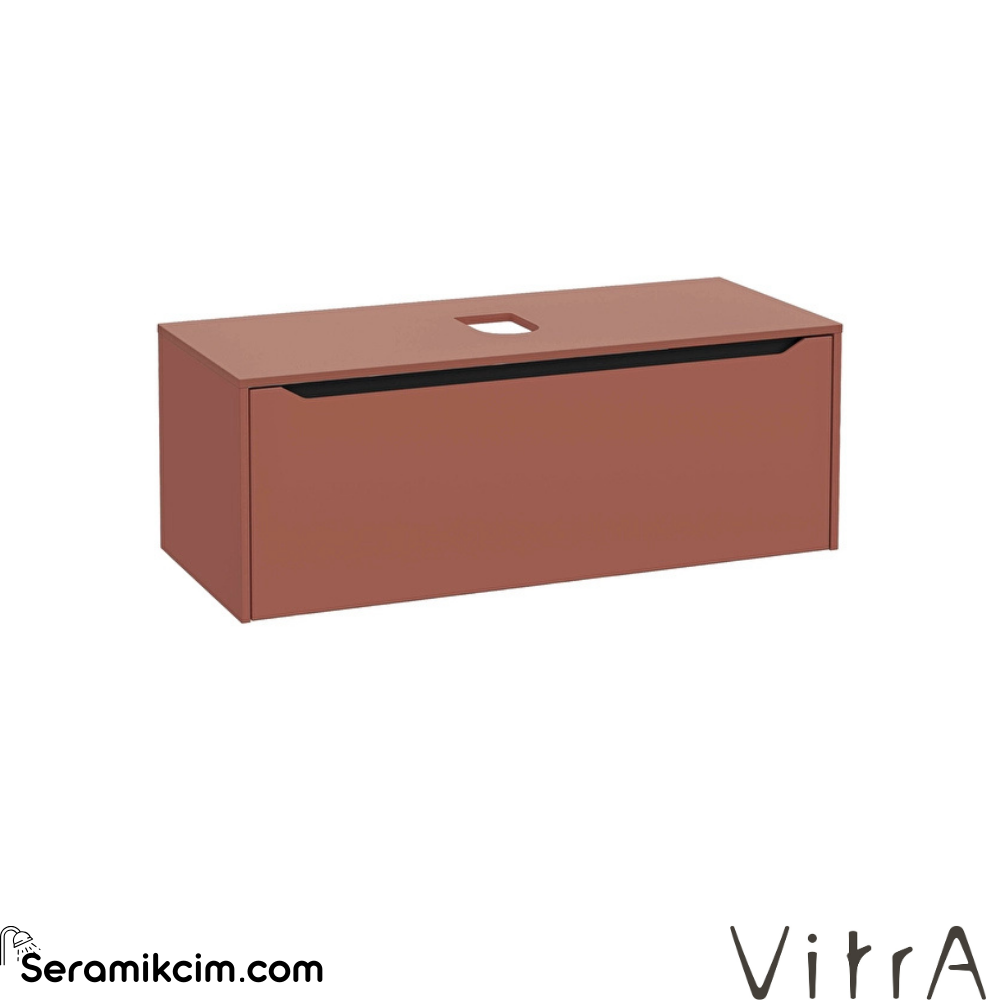Vitra New Integra Square Lavabo Dolabı 120 Cm Bir Çekmeceli Çanak Lavabo Uyumlu Mat Kırmızı Lavabosuz 80295