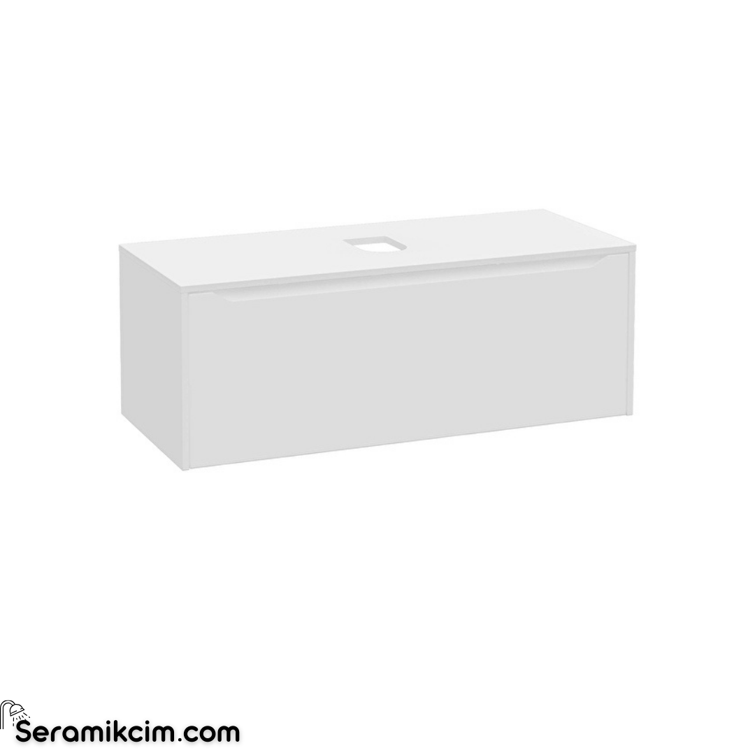 Vitra New Integra Square Lavabo Dolabı 120 Cm Bir Çekmeceli Çanak Lavabo Uyumlu Mat Beyaz Lavabosuz 80292