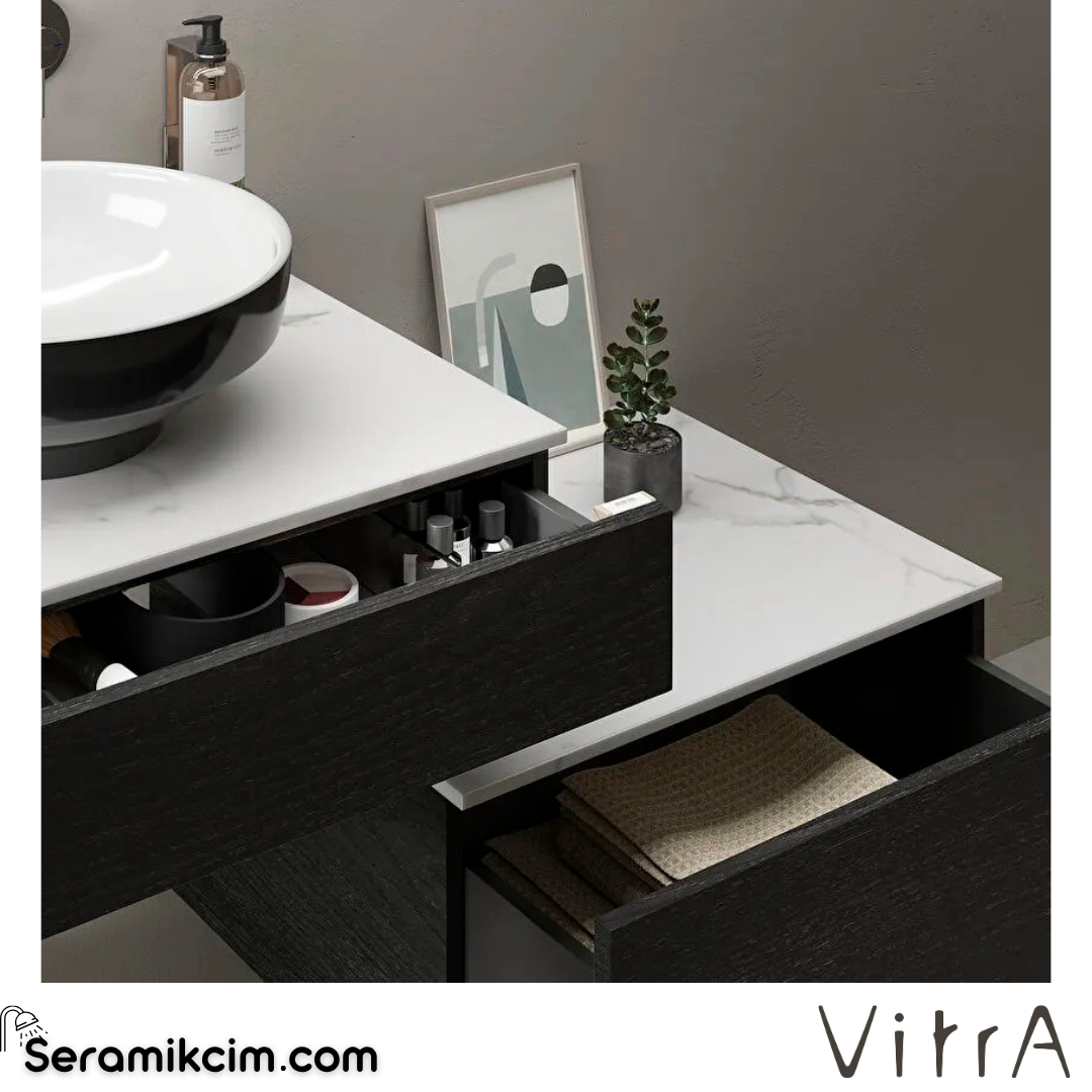 VitrA Origin Alt Ünite 60 cm, Tek Çekmeceli Hareli Siyah Meşe 65698