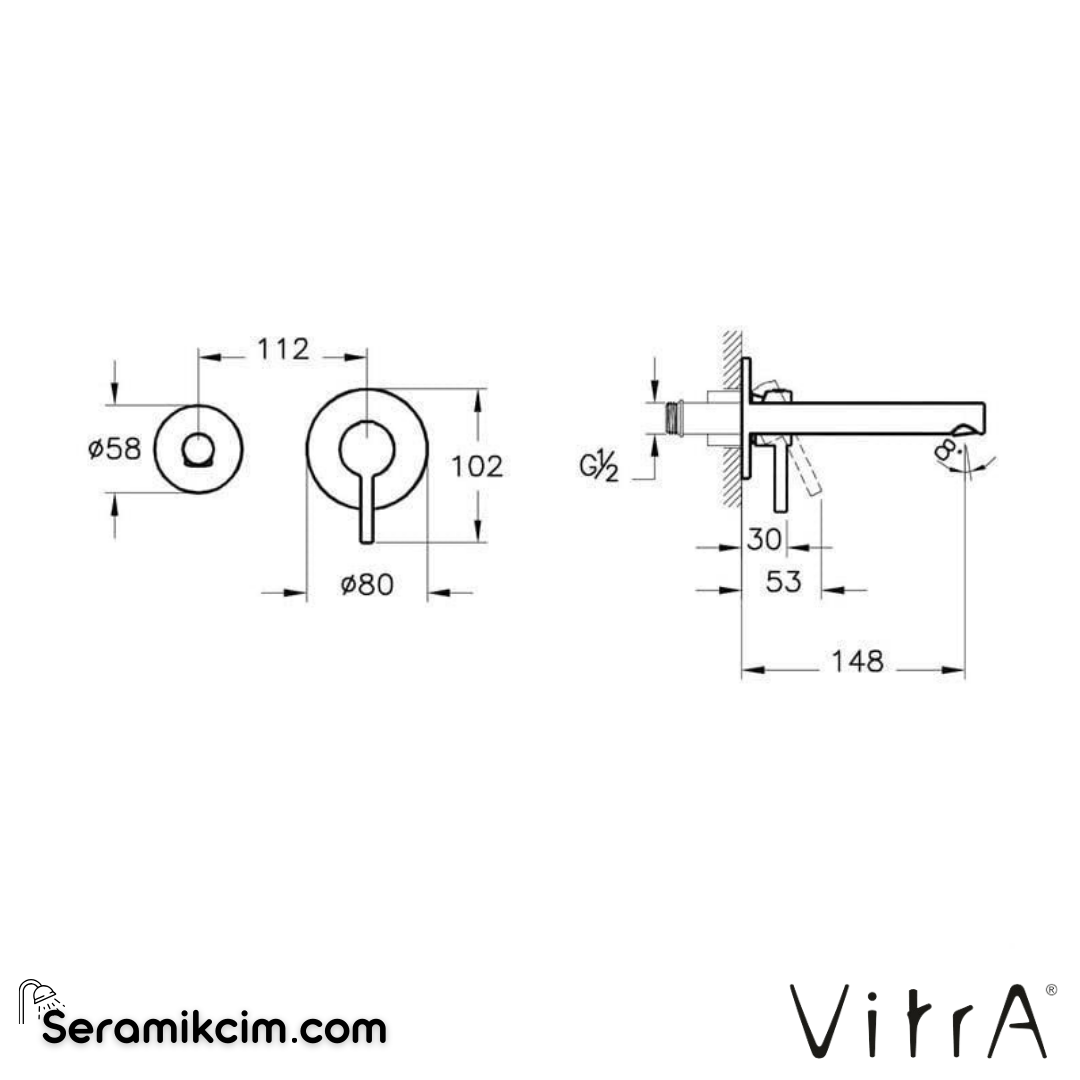 Vitra Origin Ankastre Lavabo Bataryası (2 Rozetli) (Sıva Üstü Grubu) Mat Siyah A4258136WTC - A4258136WTC