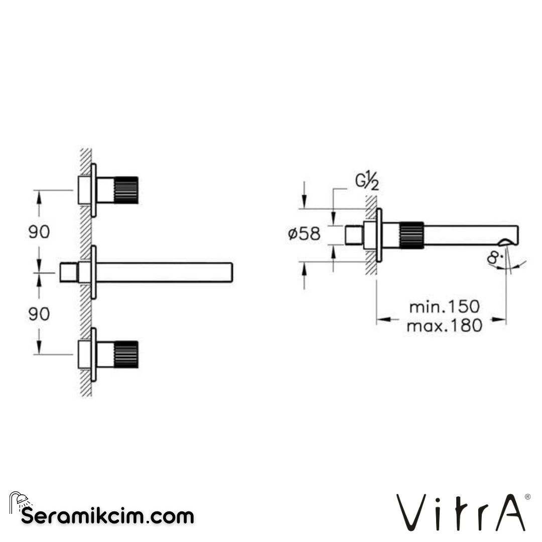 Vitra Origin Ankastre Lavabo Bataryası (3 Rozetli, Sıva Üstü Grubu) Soft Bakır A4258229 - A4258229