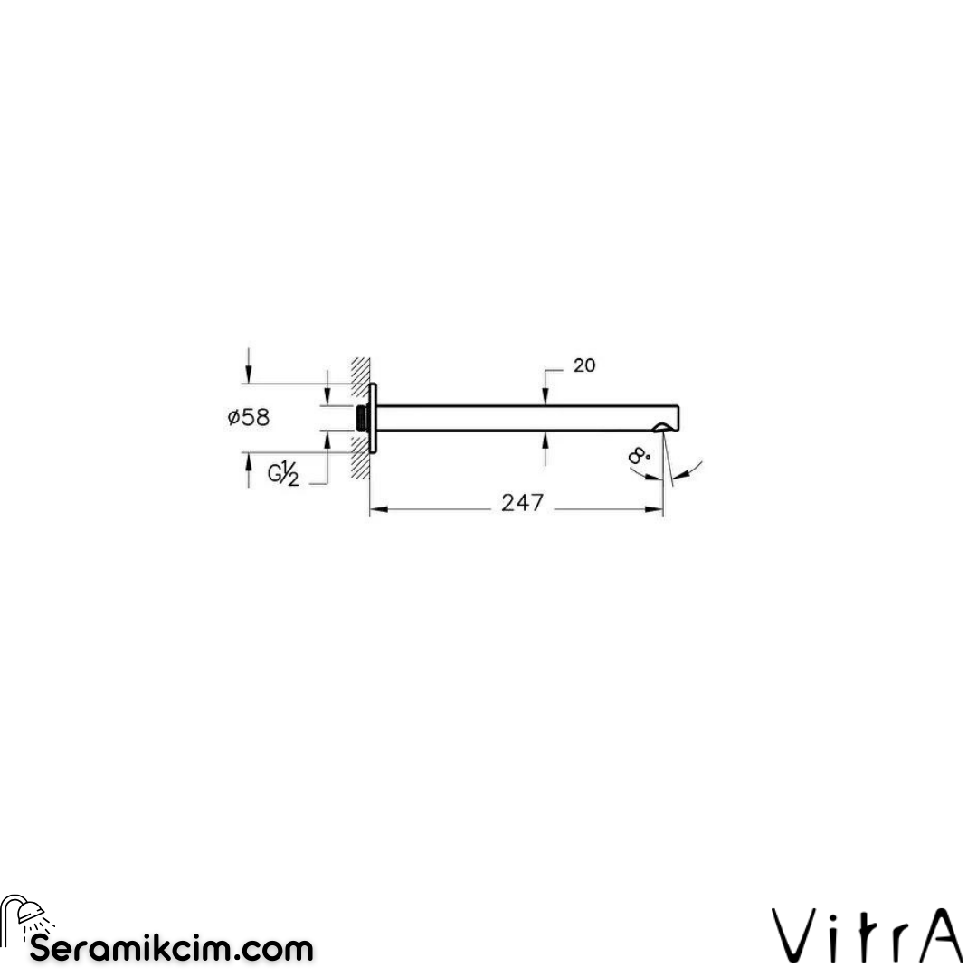 Vitra Origin Çıkış Ucu (Duvardan), Mat Siyah
