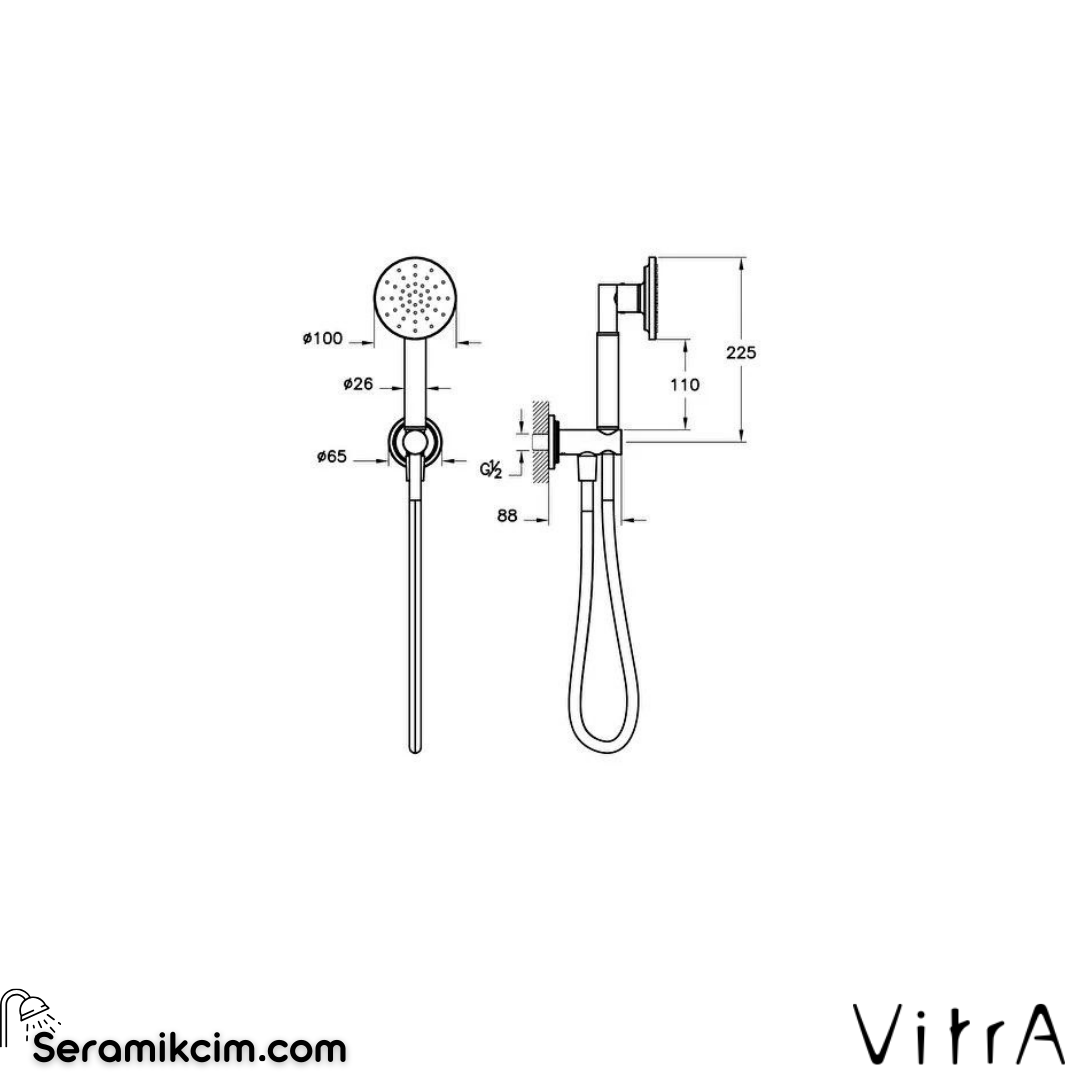 Vitra Origin Classic 1F El Duşu Takımı, Krom