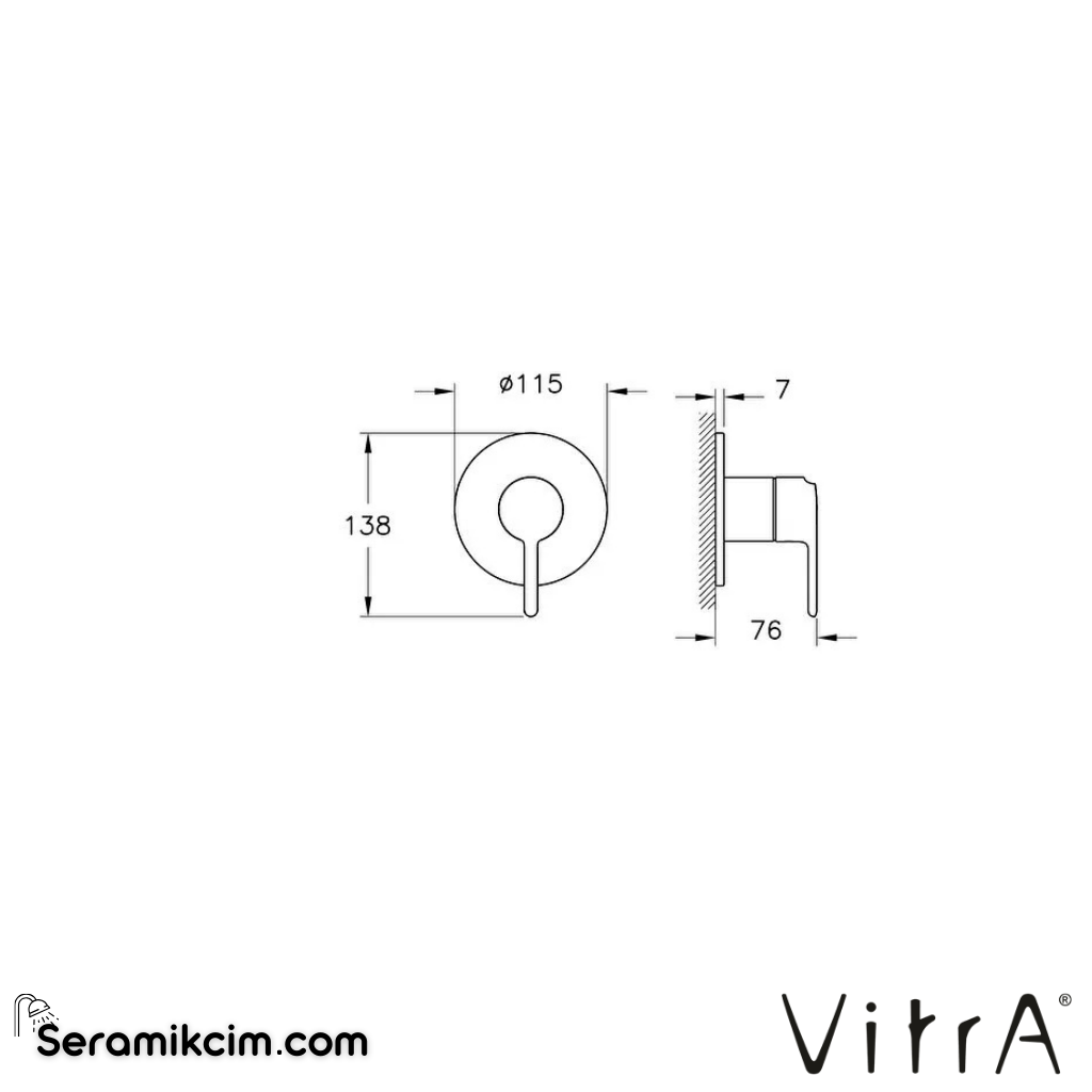 Vitra Origin Classic Ankastre Duş Bataryası (Minibox) (Sıva Üstü Grubu) Krom A42896 - A42896