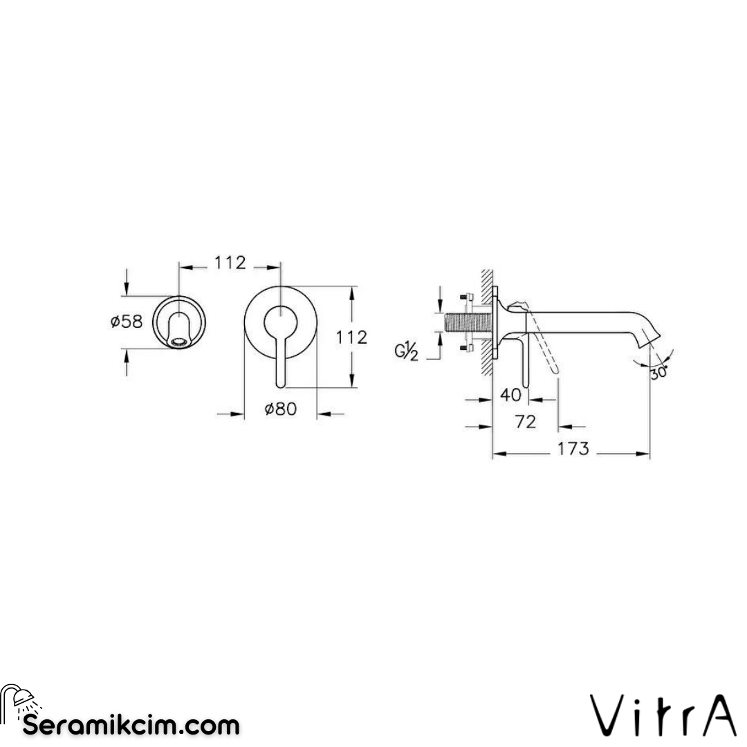 Vitra Origin Classic Ankastre Lavabo Bataryası (2 Delikli Lavabolar İçin) (Sıva Üstü Grubu)