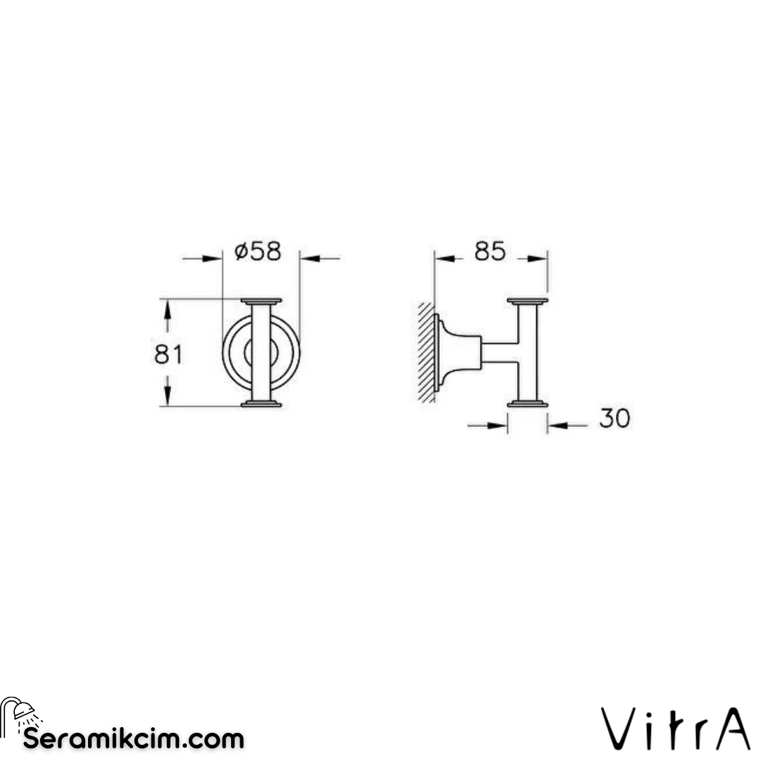 Vitra Origin Classic Askı (İkili) (Siyah)