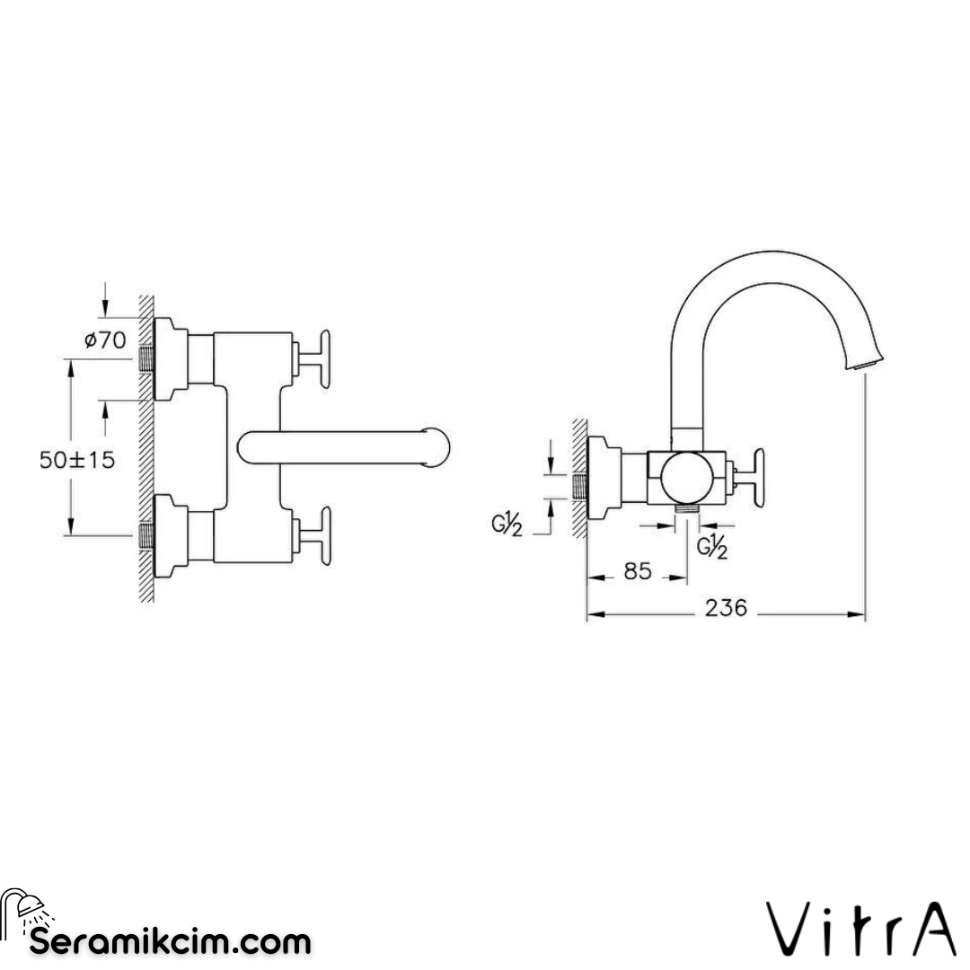 Vitra Origin Classic Banyo Bataryası, Mat Siyah