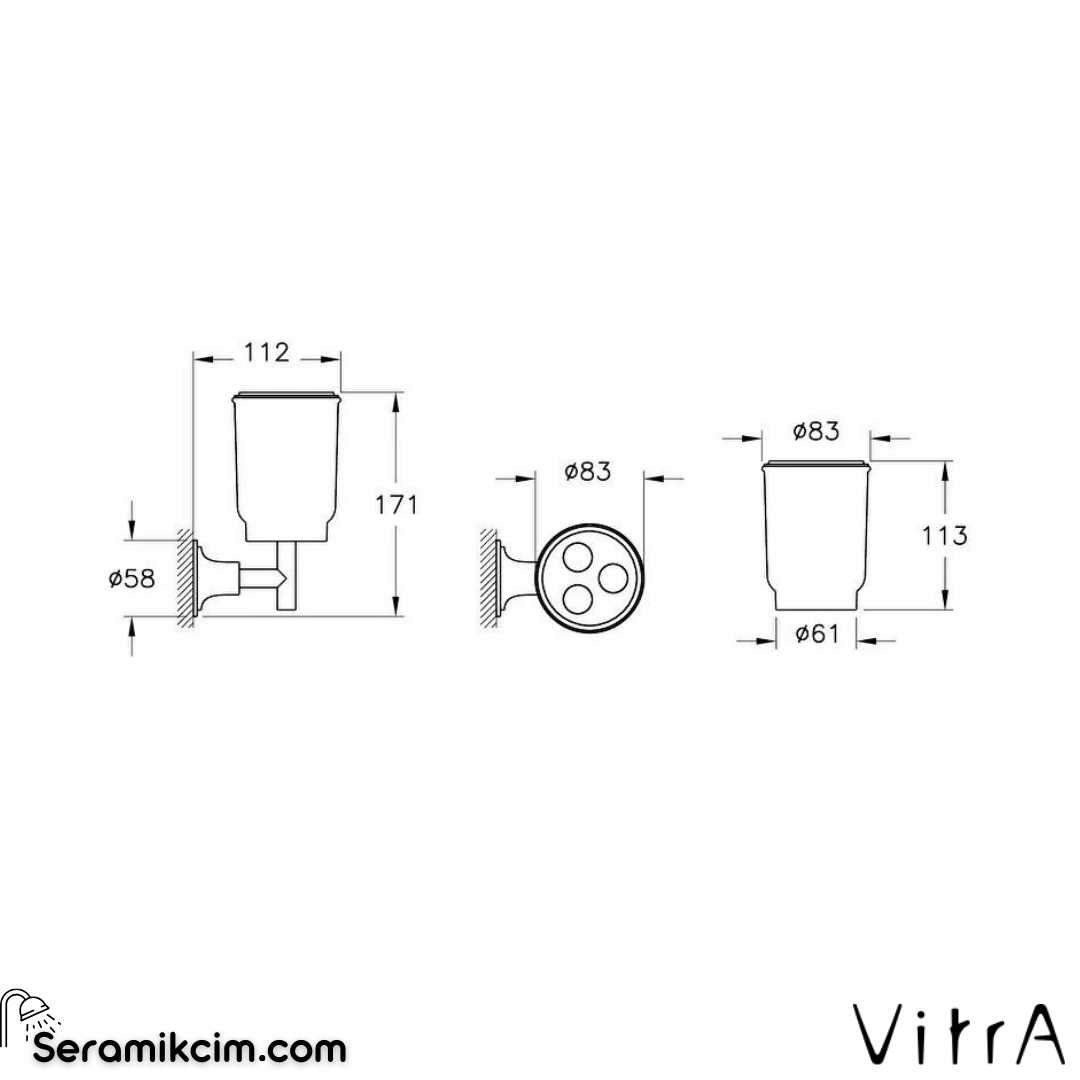 Vitra Origin Classic Diş Fırçalığı (Duvardan) (Siyah)