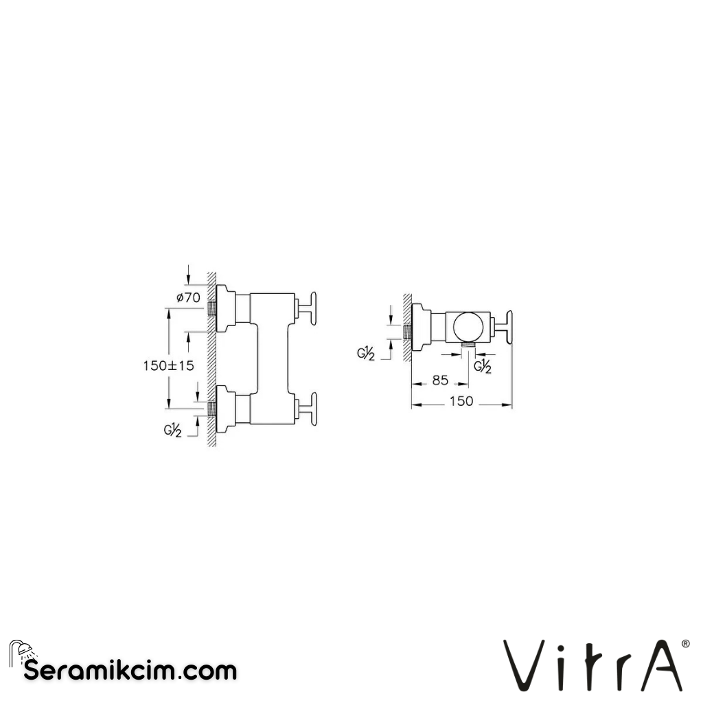 Vitra Origin Classic Duş Bataryası Krom A42894 - A42894