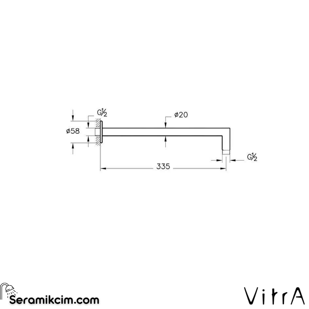 Vitra Origin Classic Duş Dirseği (90 Derece, Duvardan), Fırçalı Altın