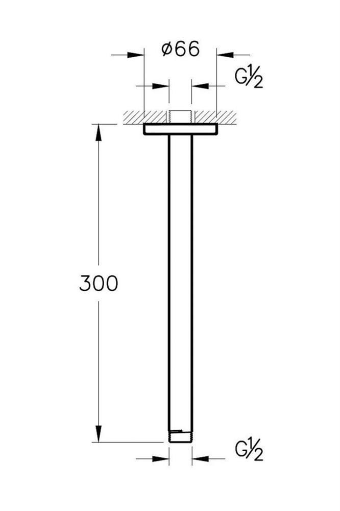 Vitra Origin Classic Duş Dirseği (Tavandan, Uzun), Mat Siyah