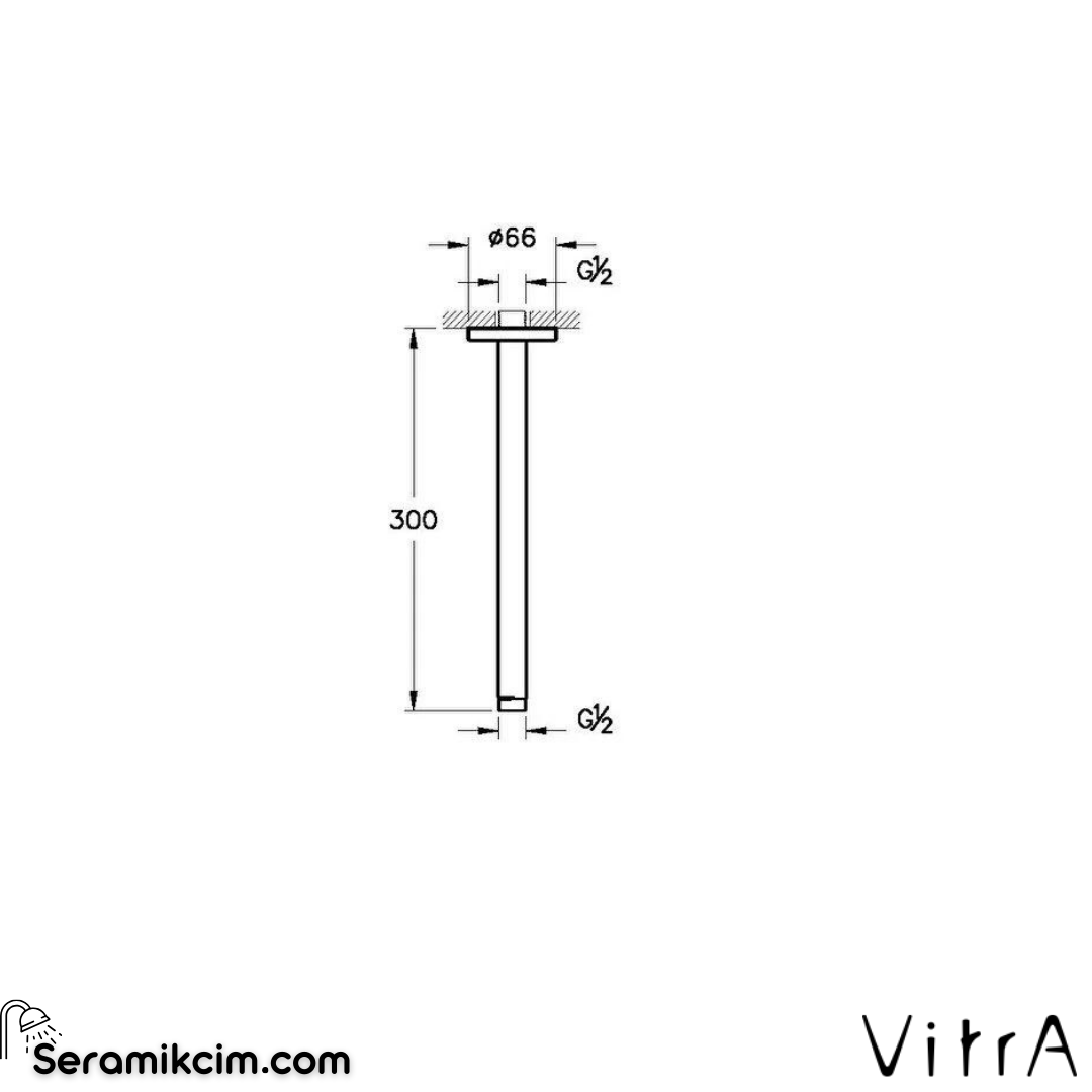 Vitra Origin Classic Duş Dirseği (Tavandan, Uzun), Soft Bakır