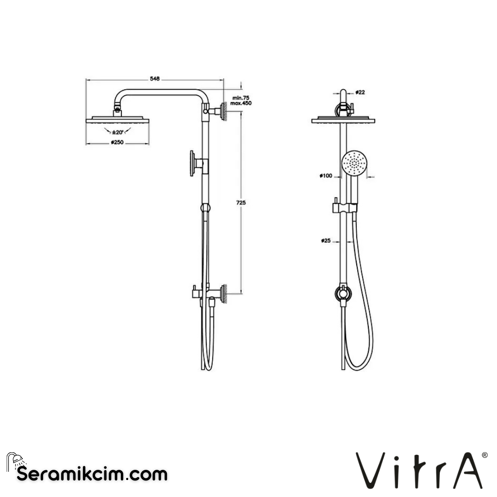 Vitra Origin Classic Duş Kolonu Krom A45793 - A45793