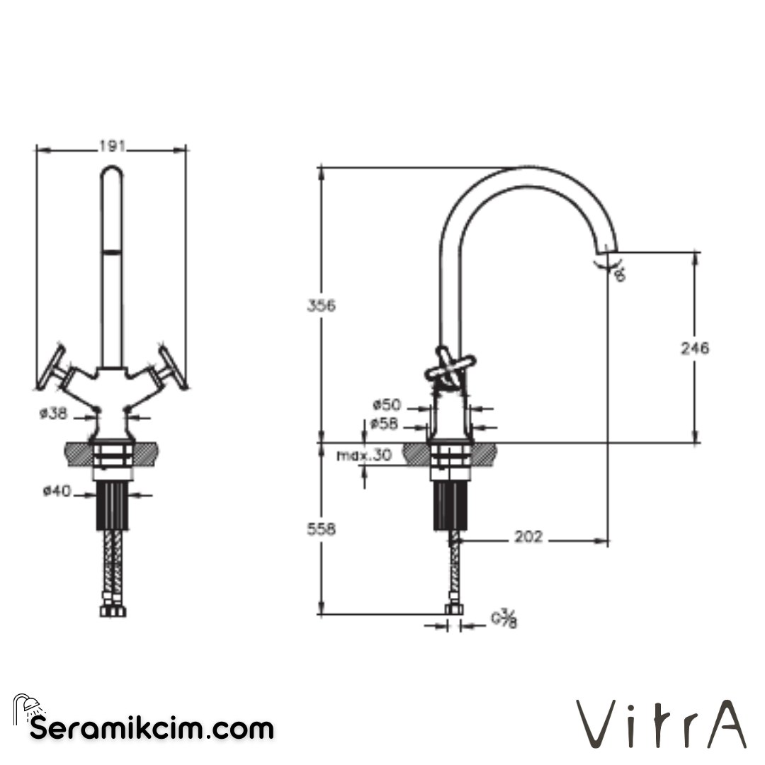 VitrA Origin Classic Eviye Bataryası A4291136 - A4291136