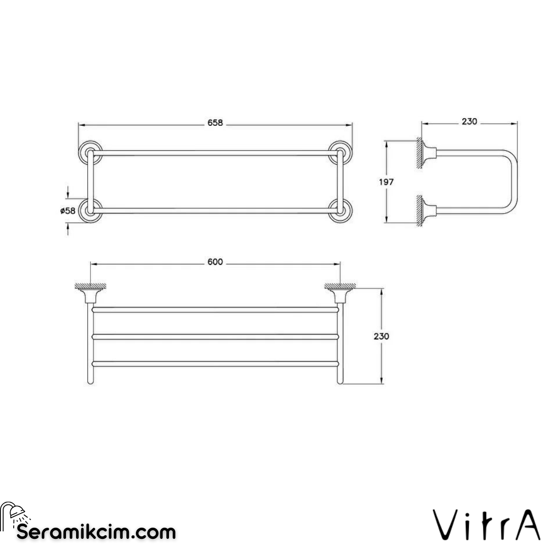 Vitra Origin Classic Havlu Rafı (Krom)