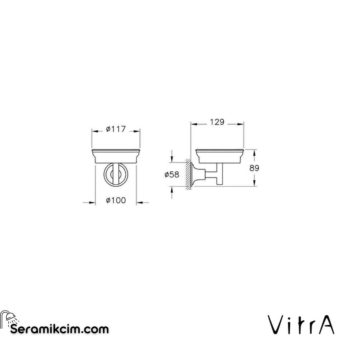 Vitra Origin Classic Katı Sabunluk (Duvardan) (Siyah)