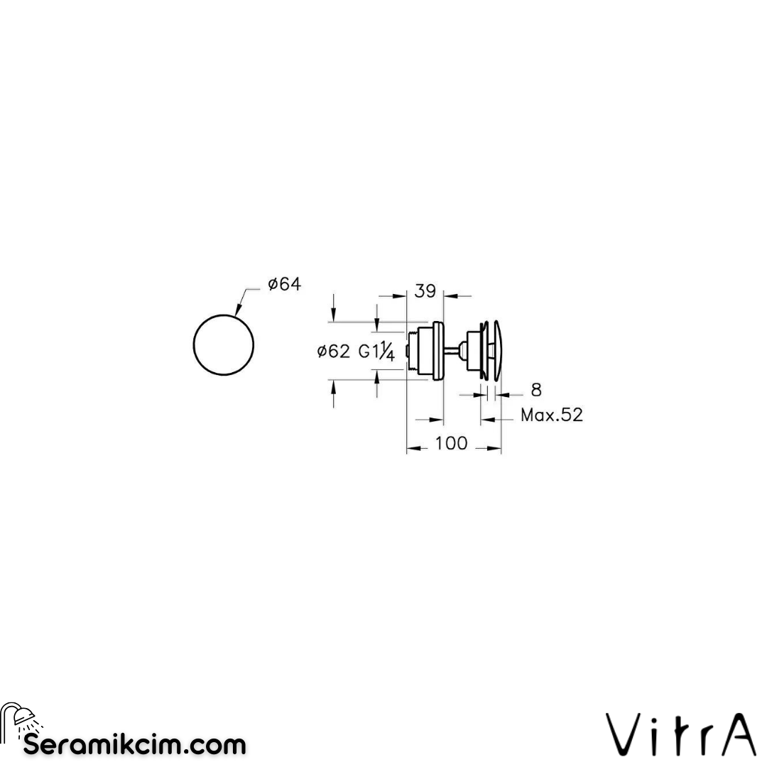 Vitra Origin Classic Lavabo Yuvarlak Süzgeci Universal (Basmalı), Fırçalı Altın