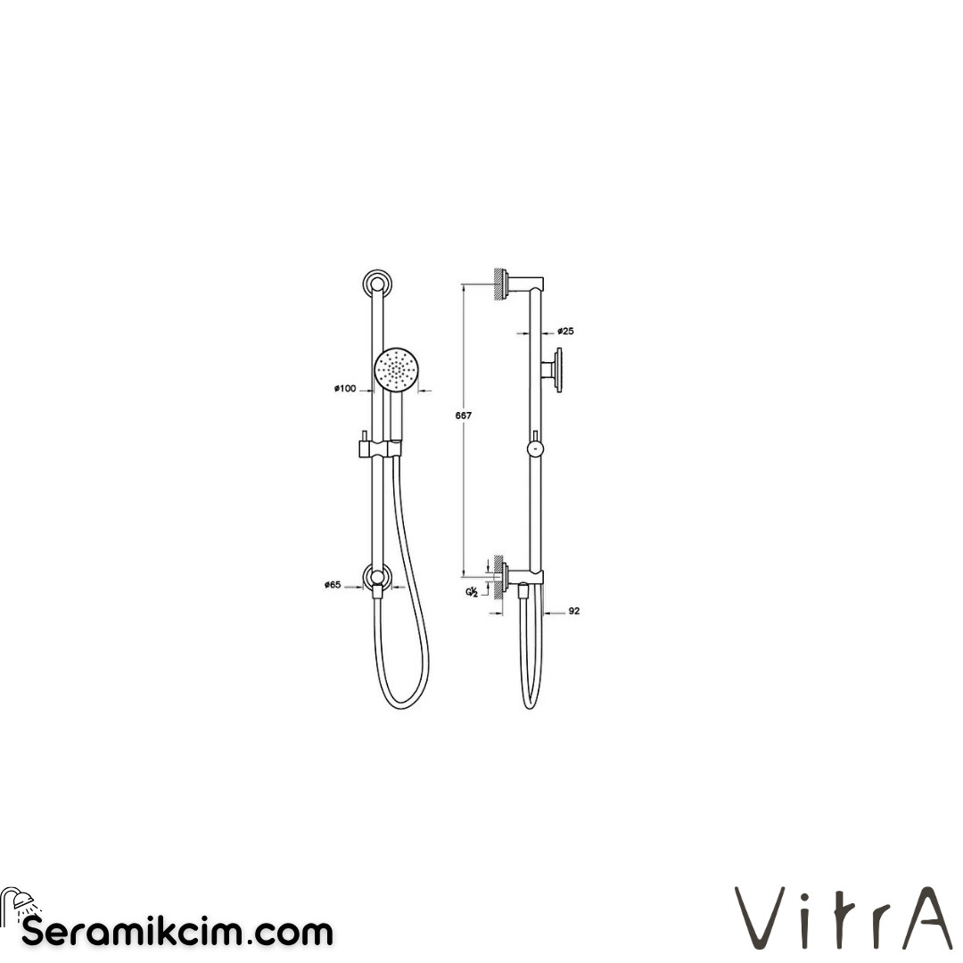 Vitra Origin Classic Sürgülü El Duşu Takımı Krom A45796