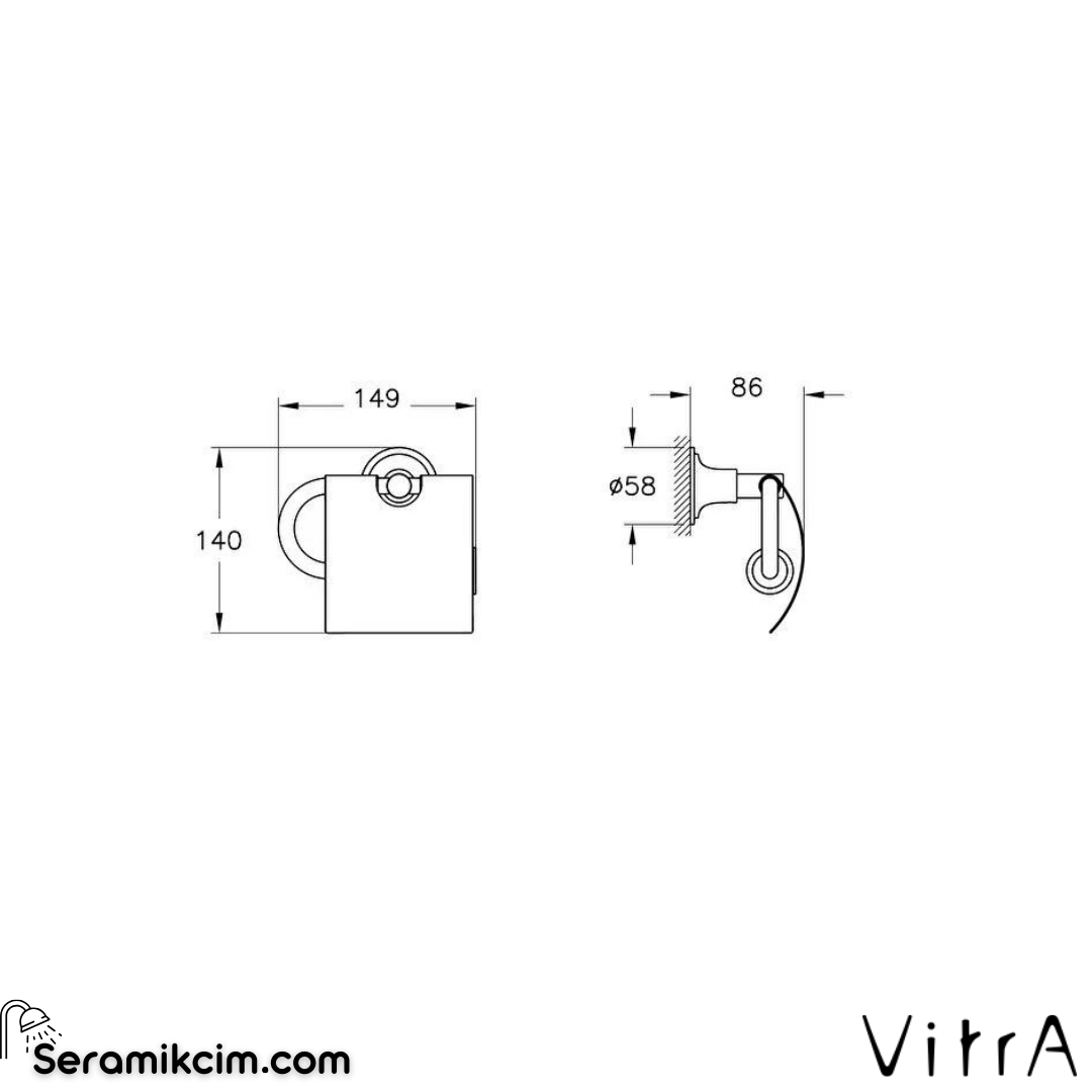 Vitra Origin Classic Tuvalet Kağıtlığı (Kapaklı) (Siyah)