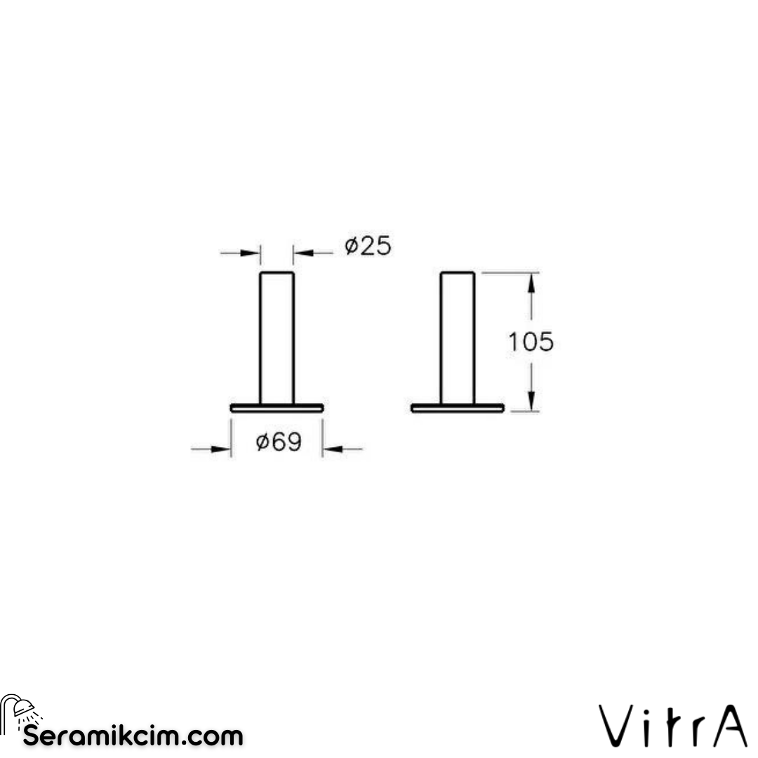Vitra Origin Dış Fırçalığı, Yerden, Tekli, Fırçalı Nikel