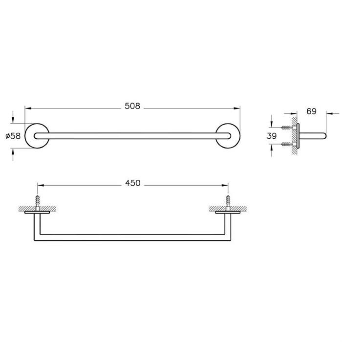 Vitra Origin Havluluk ,45 Cm,-Krom