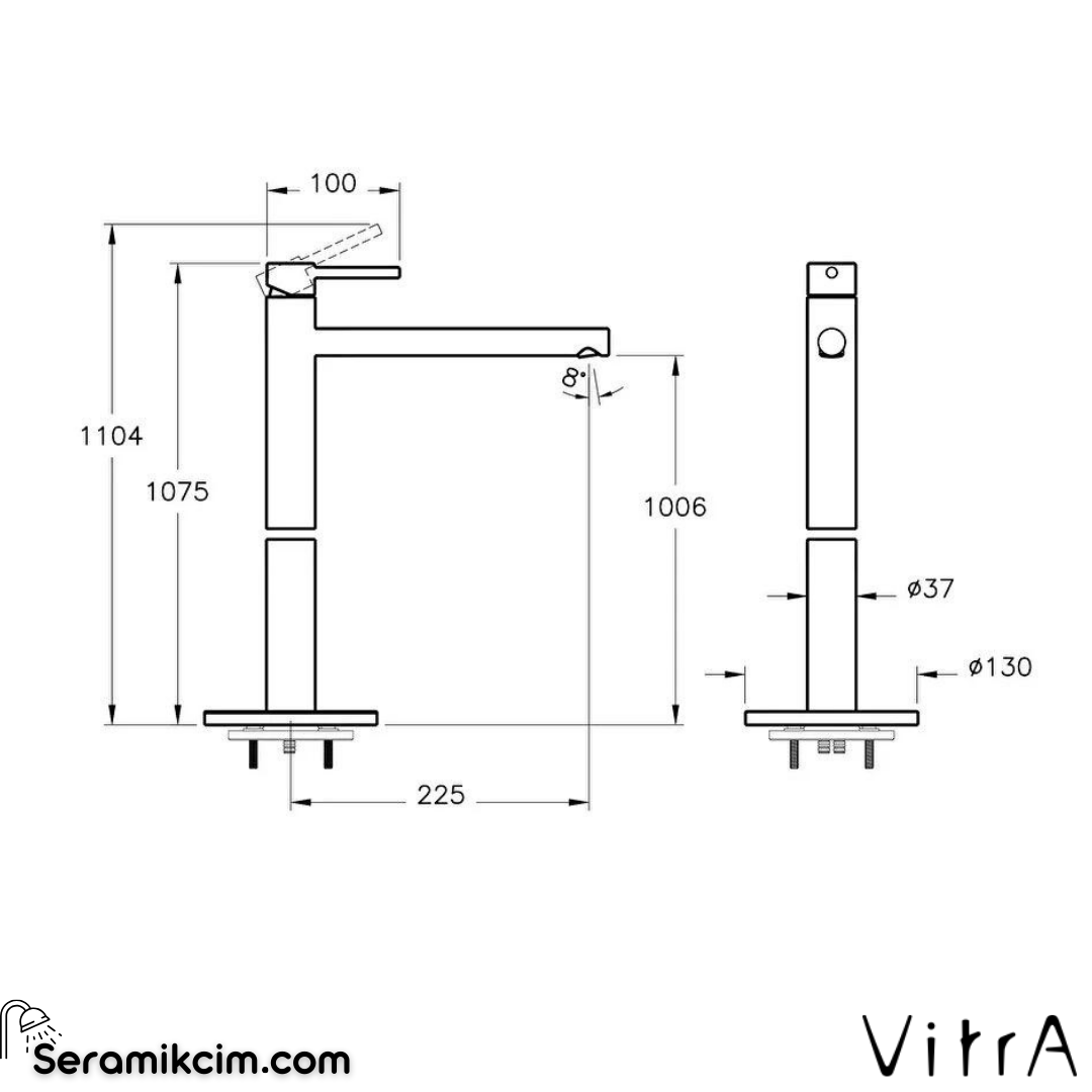Vitra Origin Lavabo Bataryası Yerden, Bakır