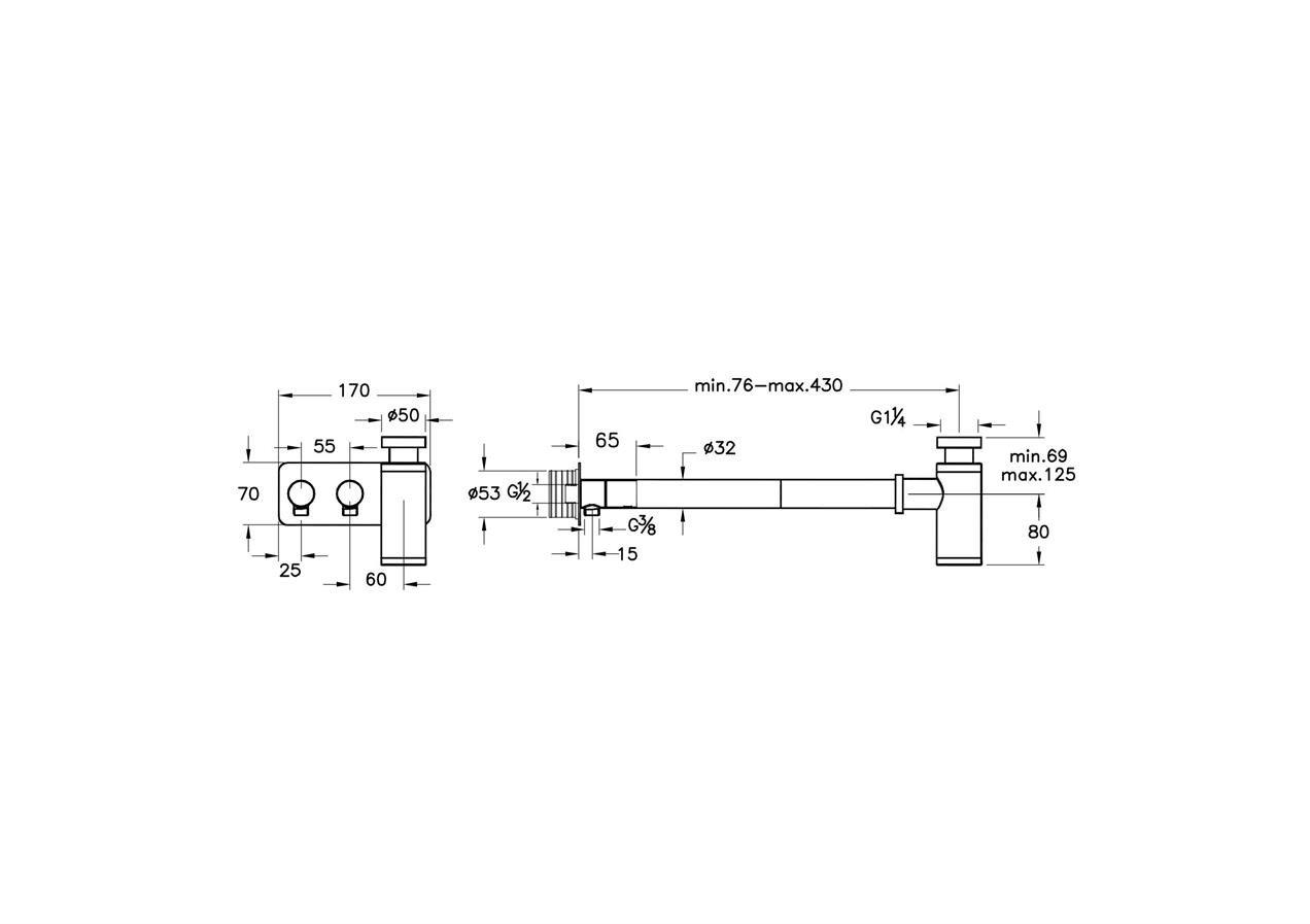 VitrA Origin Lavabo Sifon Seti (asimetrik, rozetli) A4515629 - A4515629