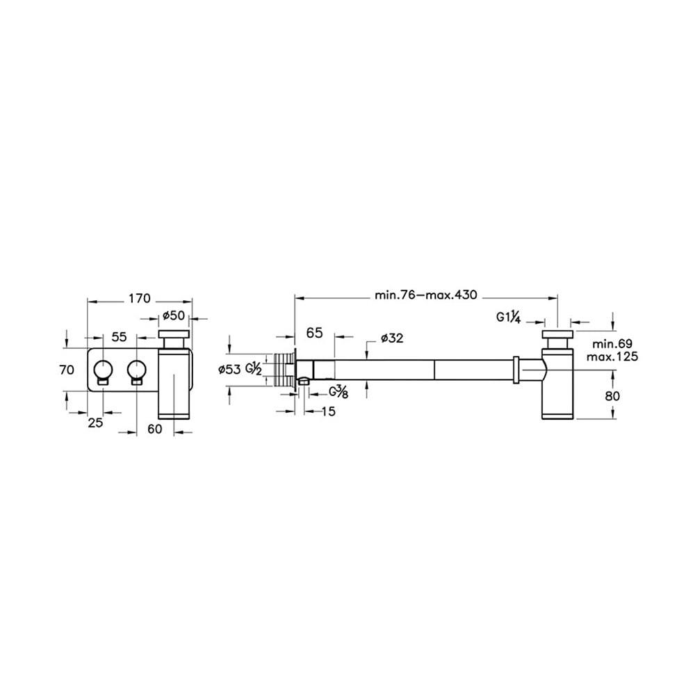 VitrA Origin Lavabo sifon seti (asimetrik, rozetli) A4515634 - A4515634