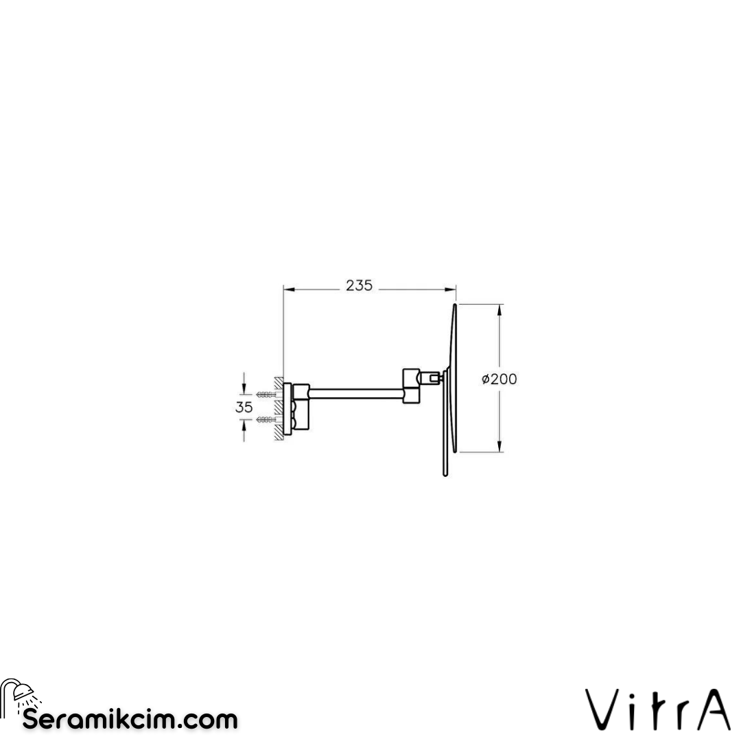 Vitra Origin Makyaj Aynası, Duvardan, Krom